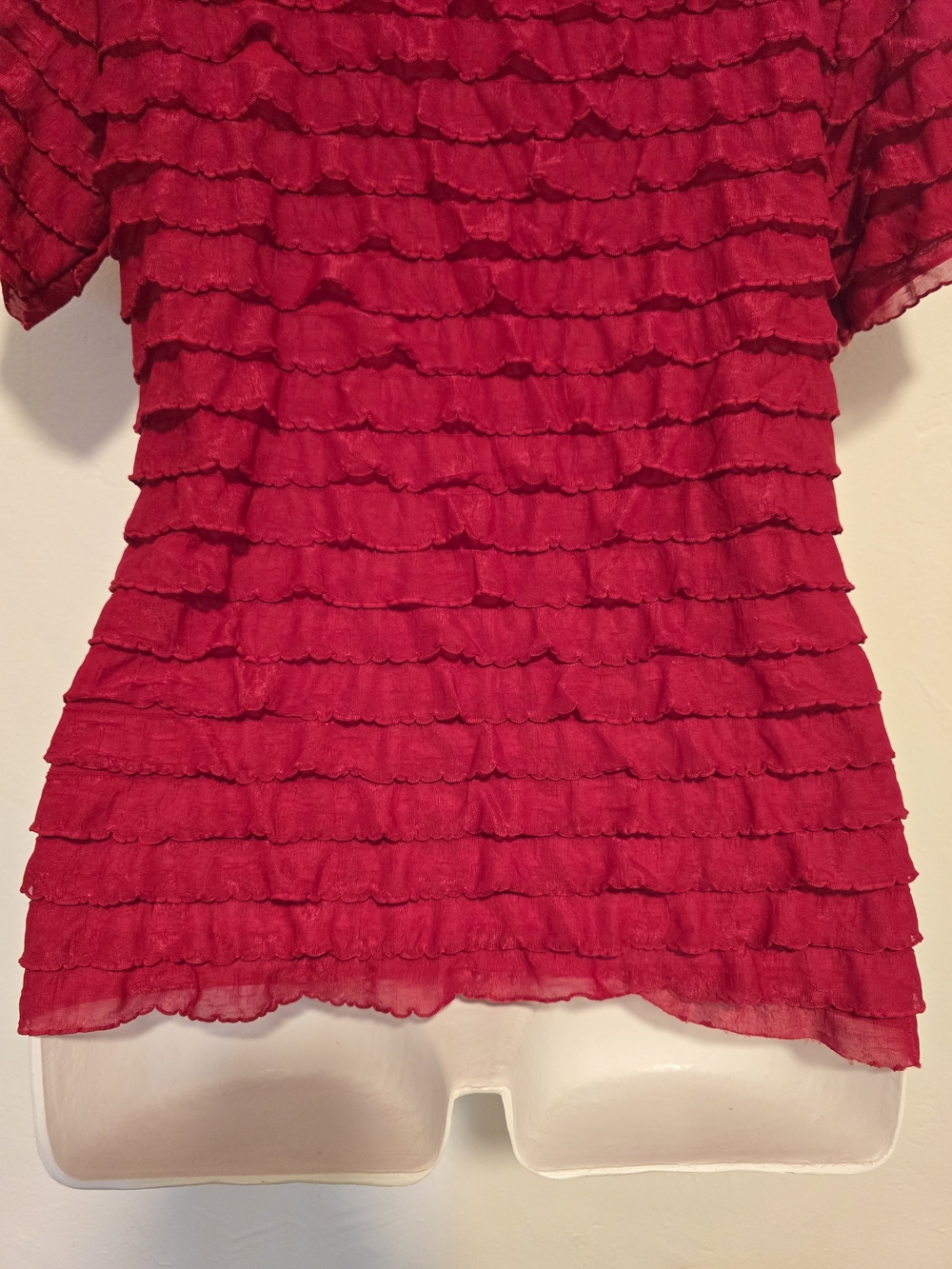 Jason Maxwell - Red Layered Ruffle Top - Picture 7 of 10